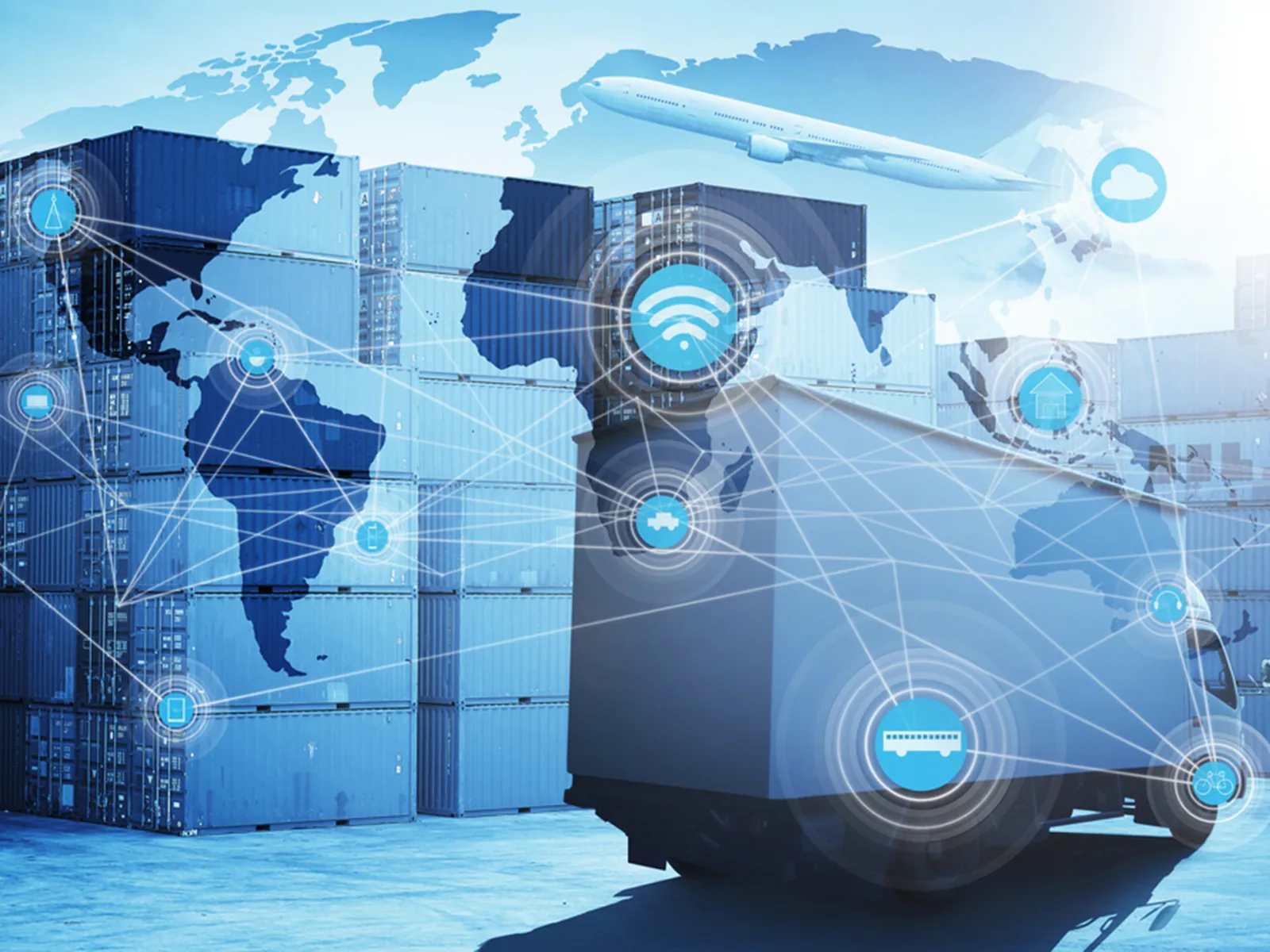 World map visualization of a global logistics network